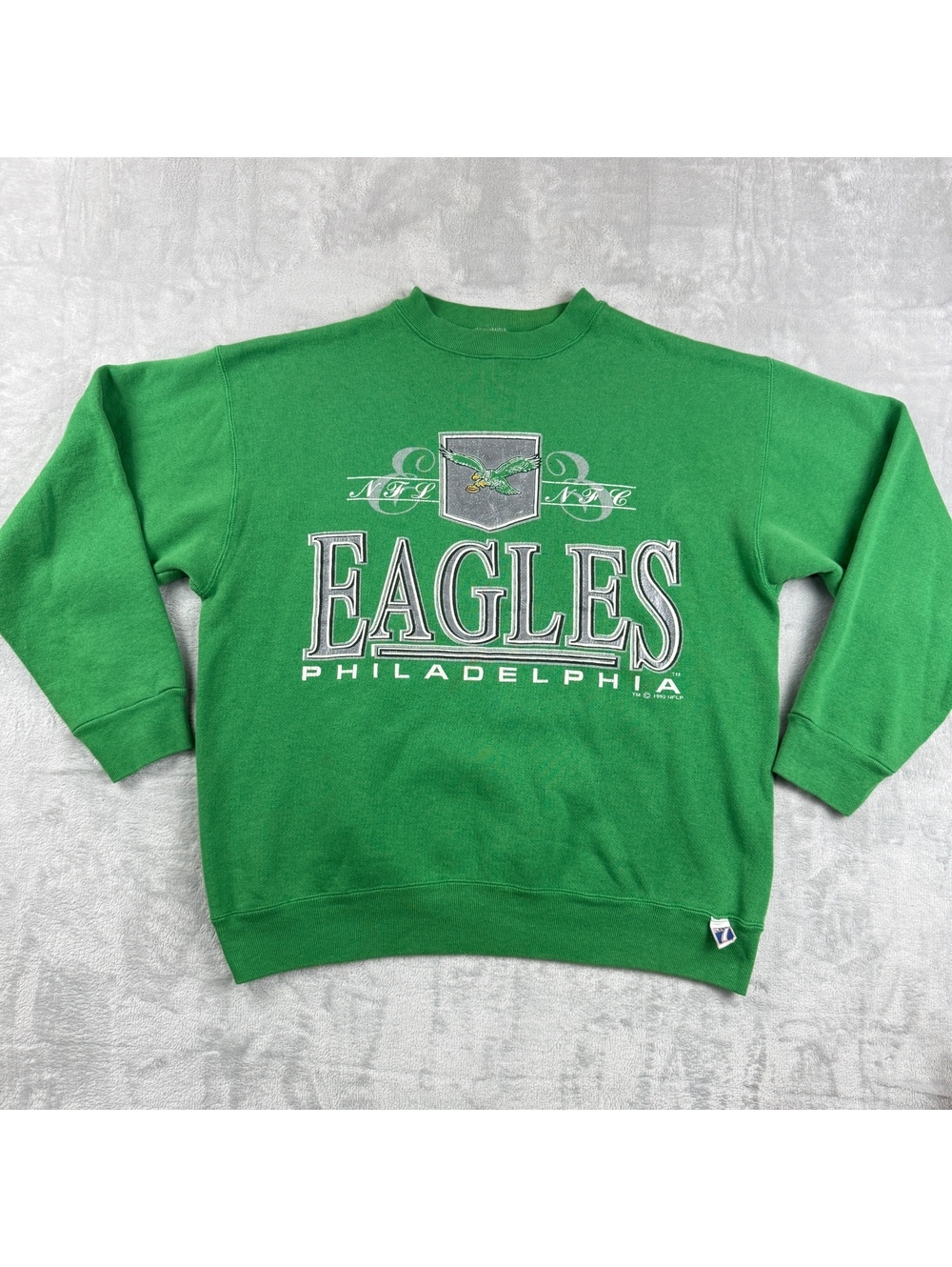 Vintage 1992 Philadelphia Eagles Logo 7 MenL Crewneck Sweatshirt NFL Kelly Green